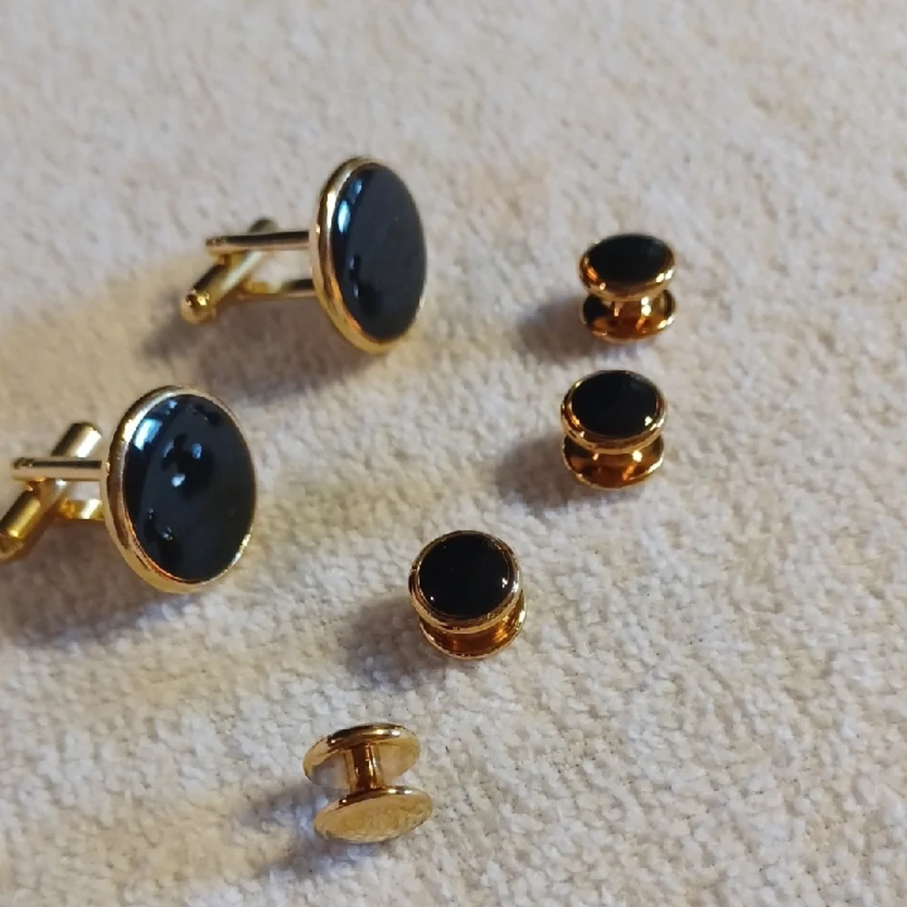 Vintage Gold and Black Cufflink Set